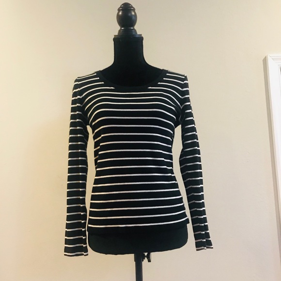 Lauren Ralph Lauren Tops - Ralph Lauren blk/white striped long sleeve top - L